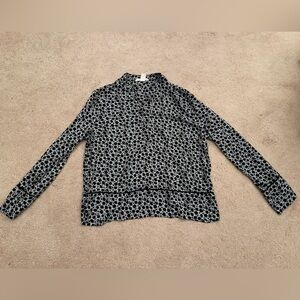 Black and Blue Floral Long Sleeve Top